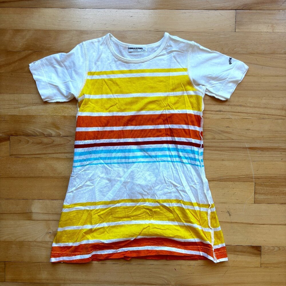 Sonia Rykiel Enfant Girls Size 110 (5T) Striped T-Shirt Dress